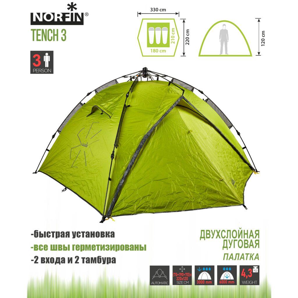 Палатка автоматическая 3-х местная Norfin TENCH 3 NF-10402