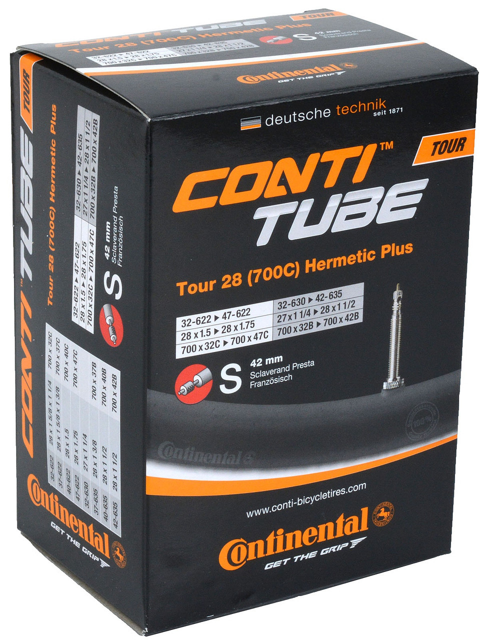 Камера Continental, Tour 28" Hermetic Plus, 32/47-622, S42 (Presta), в упаковке - фото 1 - id-p188657331