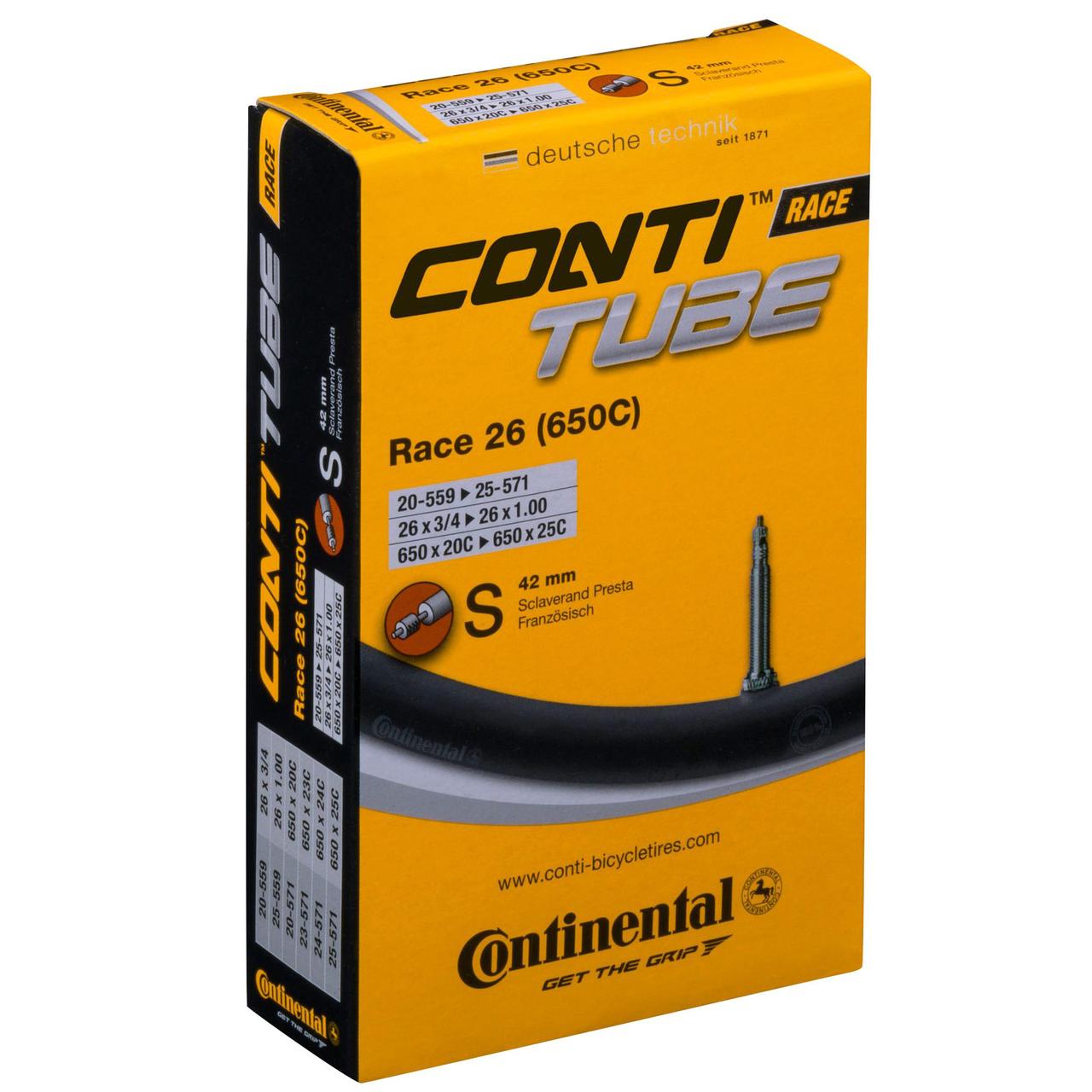 Камера Continental, Race 26", 20/25-559/571, S42 (Presta), в упаковке