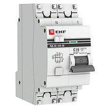 Дифференциальный автомат АД-32 1P+N 16А/100мА 
(хар. C, AC, электронный, защита 270В) 4,5кА EKF PROxima