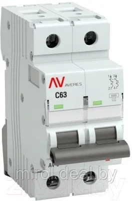 Выключатель автоматический EKF Averes AV-6 2P 63A (C) 6kA / mcb6-2-63C-av - фото 1 - id-p188682494
