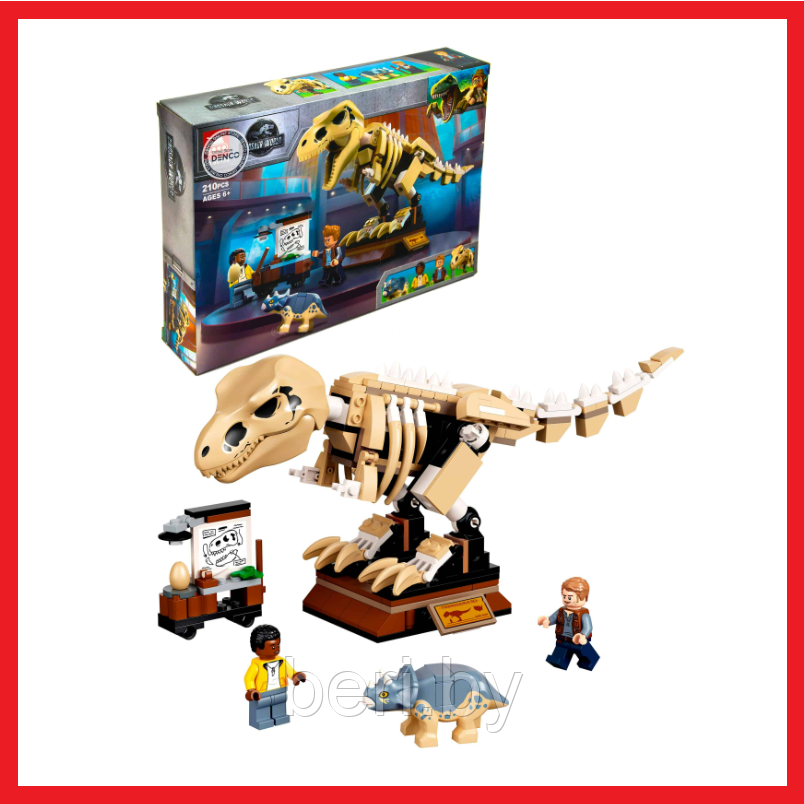 60132 Конструктор Lari «Скелет тираннозавра на выставке», Мир Юрского периода, 210 элементов