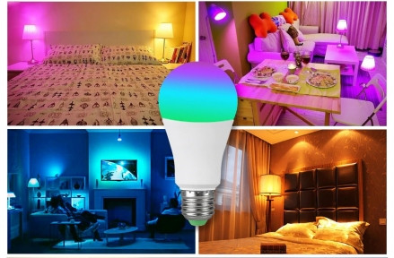 Умная светодиодная лампа LED RGBW BUIB 9W цоколь Е27 с пультом дистанционного управления (16 цветов, 25000 - фото 1 - id-p188695120