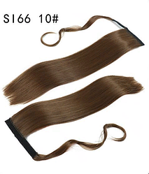 Накладной хвост - парик на зажиме S166 - Темно-коричневый