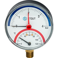 Термоманометр Stout SIM-0006-800415 Dn 80 мм 0-4 бар 1/2"