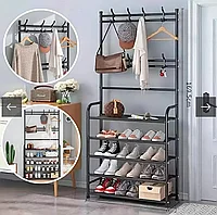 Вешалка-полка с крючками для одежды в прихожую New Simple floor Clothes Rack 5 ярусов 175х60х28 см.