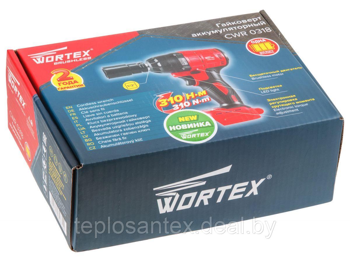 Аккумуляторный ударный гайковерт WORTEX CWR 0318 (18.0 В, без аккум. и ЗУ, квадрат 1/2 ", 310 Нм) - фото 6 - id-p188721531
