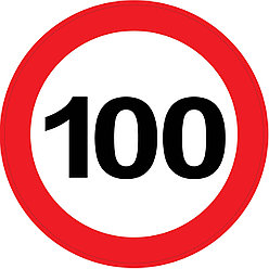 Наклейка на А/М "Ограничение 100" ПДД РФ, 16х16 см.
