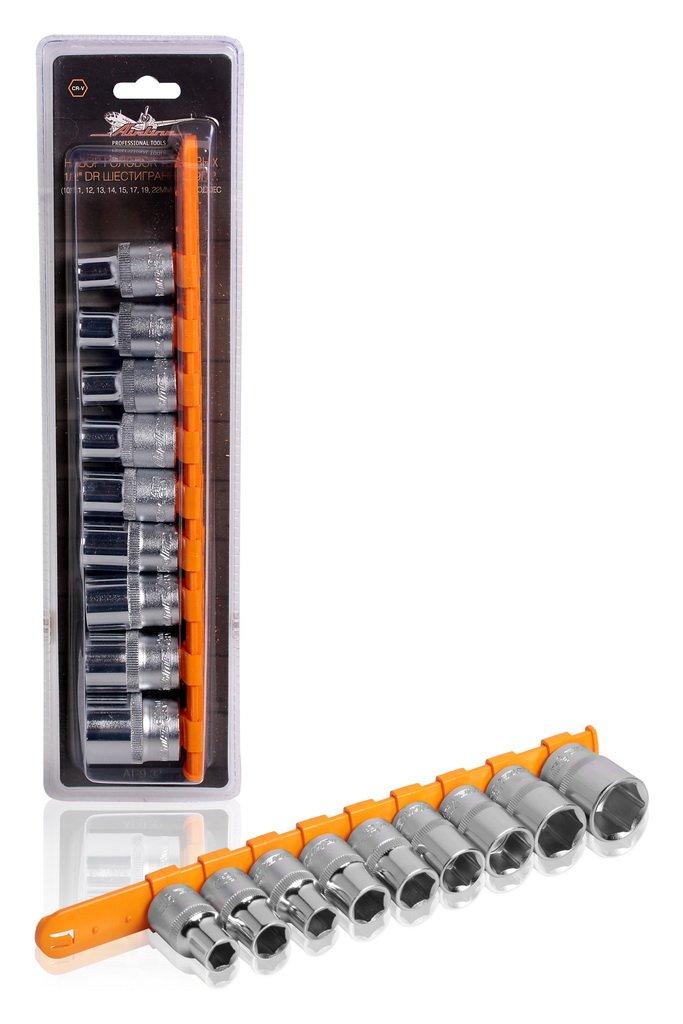 Набор головок торцевых 1/2" DR шестигранных 9пр. (10,11,12,13,14,15,17,19,22мм) (AT-9-32)