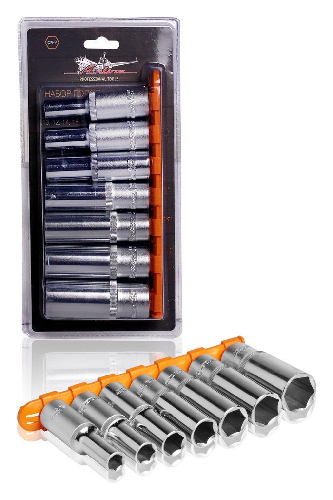 Набор головок торцевых 1/2" DR шестигранных 7пр. глубоких (10,12,14,15,17,19,22мм) (AT-7-34)