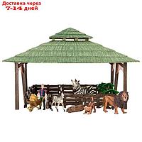 Набор фигурок: львы, зебры, фермер, инвентарь, 11 предметов