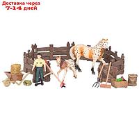 Набор фигурок: конюшня, лошади, фермер, инвентарь, 16 предметов