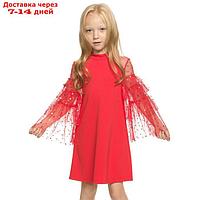 Платье для девочек, рост 98 см, цвет красный