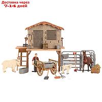 Набор фигурок: лошадь, козы, фермер, инвентарь, 21 предмет