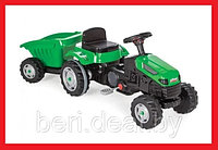 07316 Педальная машина Трактор с прицепом PILSAN (3-6 лет) , клаксон на руле, регулируемое сидение зеленый