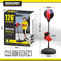 Набор для бокса напольный, боксерская груша с перчатками высота регулируется 90-126 см, арт. 666-888