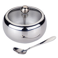 Сахарница Kamille 460 мл. из нержавеющей стали с ложечкой и крышкой