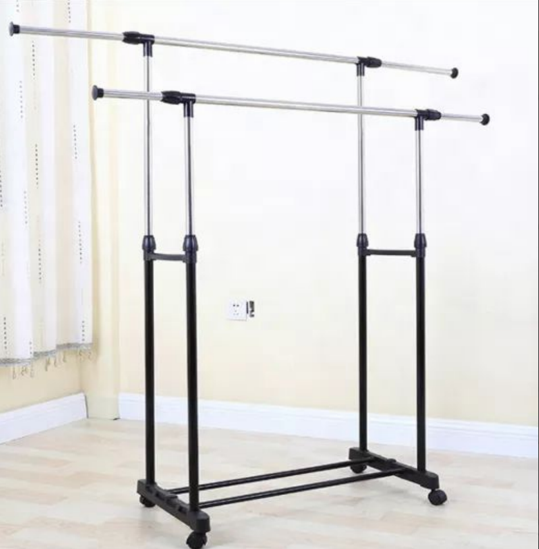 Двойная напольная передвижная стойка для одежды на колесиках DRYING RACK JH-2188A. Размер: 140х43х160см - фото 1 - id-p188739703