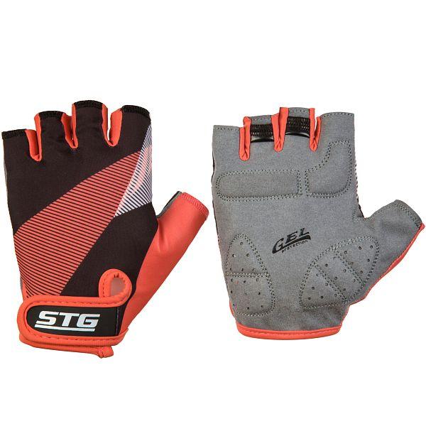 Перчатки STG летние с защитной прокладкой,застежка на липучке,размер Л,черн/красный