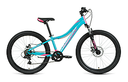 Велосипед FORWARD JADE 24 2.0 disc (24" 7 ск. рост. 12") 2020-2021, бирюзовый/розовый, RBKW1J347006