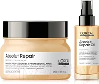 Набор косметики для волос L'Oreal Professionnel Gold Quinoa+Protein Маска 250мл+Масло 10в1 90мл