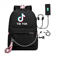 Рюкзак с зарядным кабелем и кабелем для наушников Tik Tok УЦЕНКА!