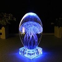 Медуза в стекле с подсветкой синяя