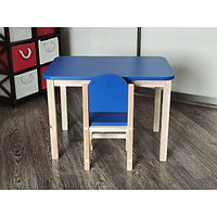 Комплект детский столик и стульчик «Океан» арт. KMSN-7050-27. Цвет синий с натуральным.