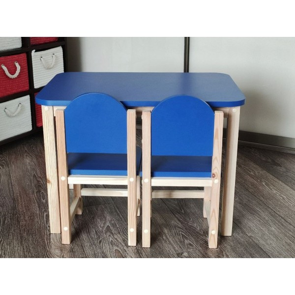 Комплект детский столик и два стульчика «Океан» арт. KMSN2-7050-27. Столешница 700х500 мм. Цвет синий с - фото 1 - id-p188759795