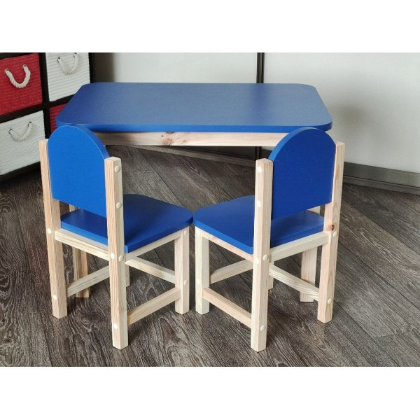 Комплект детский столик и два стульчика «Океан» арт. KMSN2-7050-27. Столешница 700х500 мм. Цвет синий с - фото 2 - id-p188759795