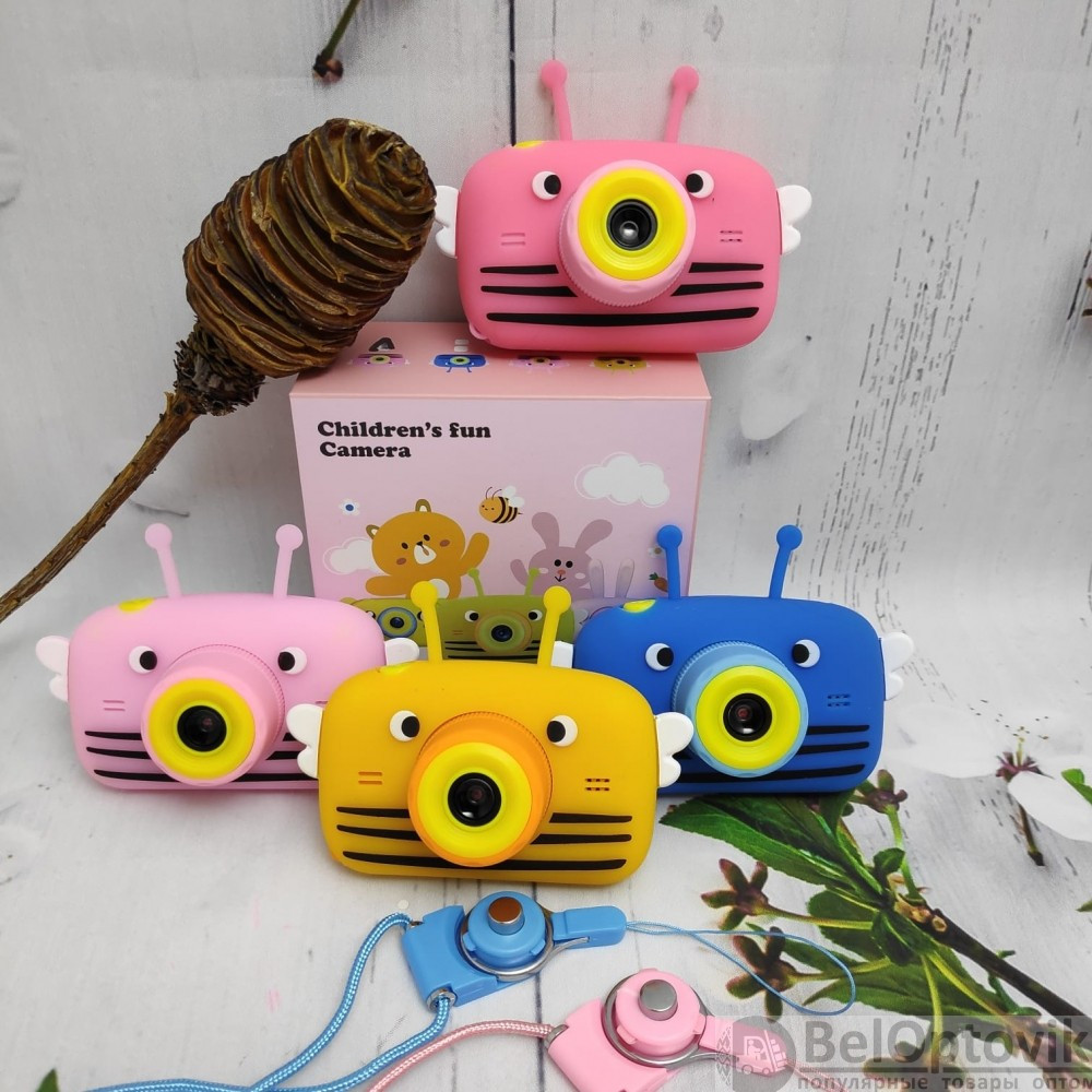 Оригинальный детский цифровой фотоаппарат Пчелка Childrens Fun Camera Розовый - фото 2 - id-p179627189