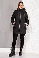 Женская осенняя черная большого размера куртка Beautiful&Free 4095 черный+графит 50р.
