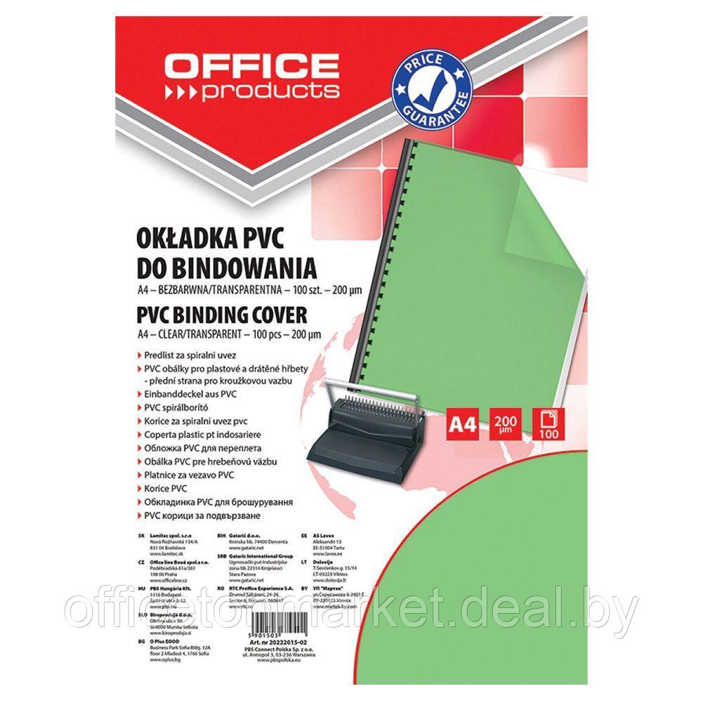 Обложка для переплета "Office Products", A4, пластик, 200 мкм, 100 шт., прозрачный, зеленый - фото 1 - id-p169925825