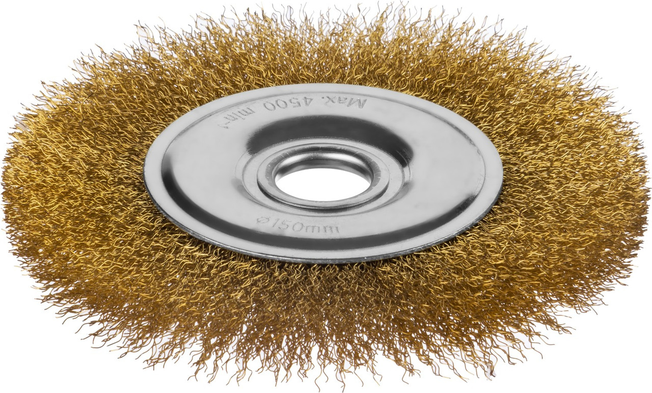 Щетка дисковая для УШМ, витая стальная латунированная проволока 0,3 мм, d=150 мм, MIRAX - фото 1 - id-p188804223