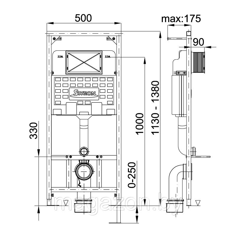 Инсталляция для унитаза Styron STY-740 NIAGARA-FIX - фото 4 - id-p188861842