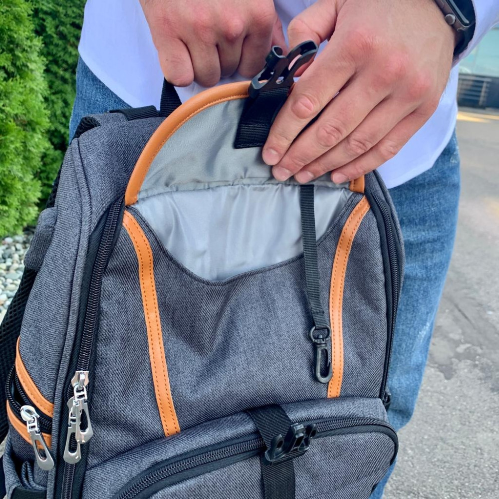 Спортивный стильный рюкзак OMASKA с USB / термо / непромокаемое отделение Серый - фото 10 - id-p186826244