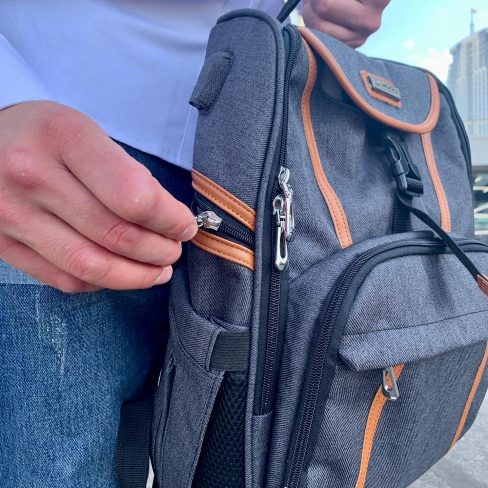 Спортивный стильный рюкзак OMASKA с USB / термо / непромокаемое отделение Серый - фото 4 - id-p186827706
