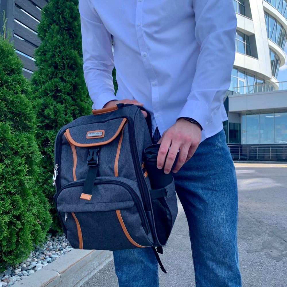 Спортивный стильный рюкзак OMASKA с USB / термо / непромокаемое отделение Серый - фото 5 - id-p186827706