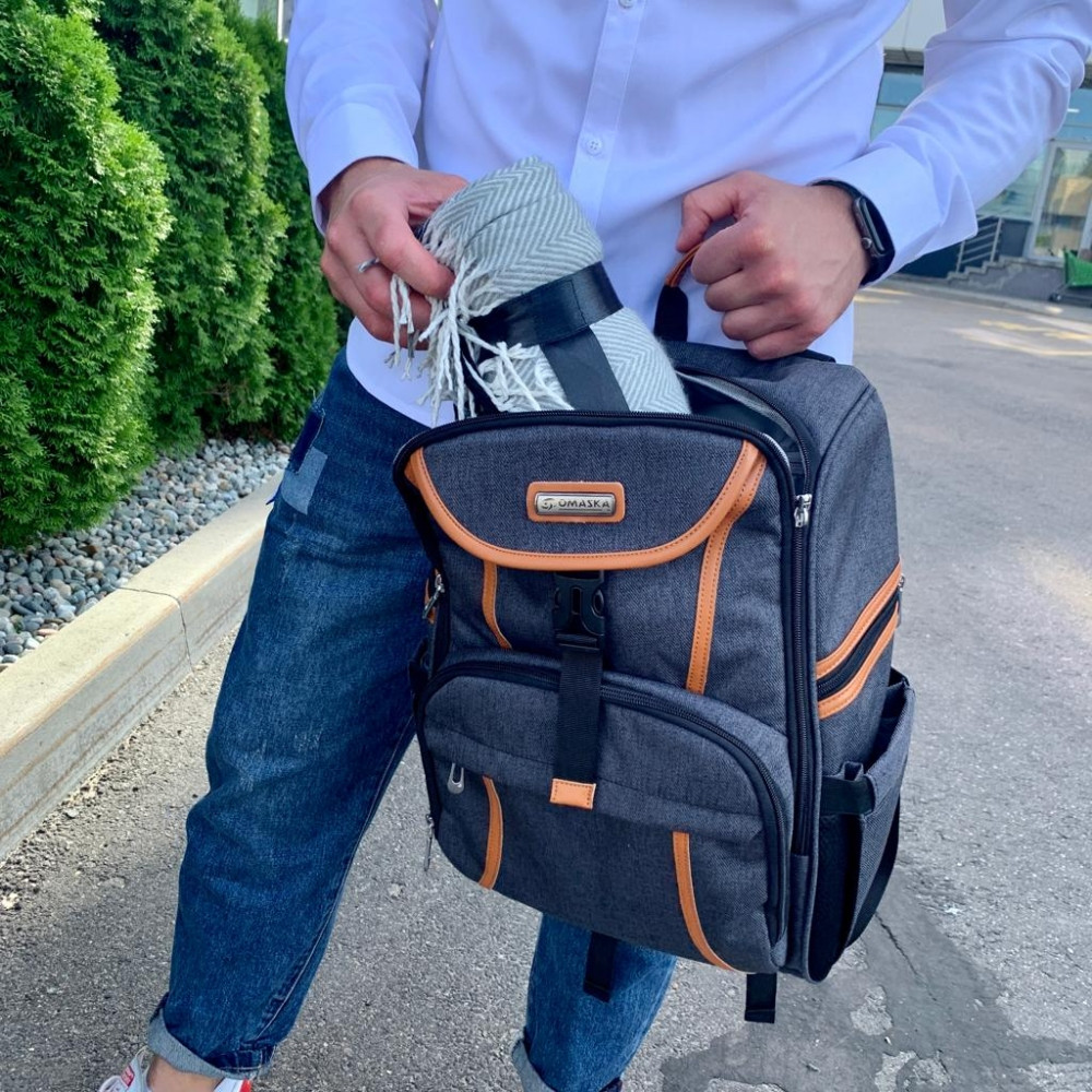 Спортивный стильный рюкзак OMASKA с USB / термо / непромокаемое отделение Серый - фото 6 - id-p186827706