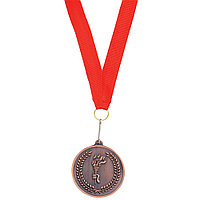 Медаль наградная на ленте d5 см "Серебро" метал., серебристый