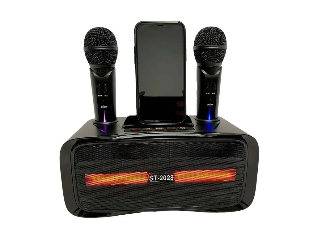 Портативная караоке система ST-2028 / перезаряжаемая колонка с 2 беспроводными микрофонами - фото 4 - id-p188885129