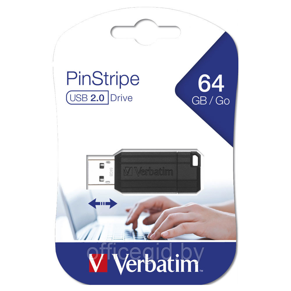 Карта памяти USB Flash "PinStripe Store 'n' Go", 64 гб, usb 2.0, черный - фото 2 - id-p188886581