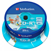Диск Verbatim на шпинделе, CD-R, 700 Мб, круглый бокс, 25 шт