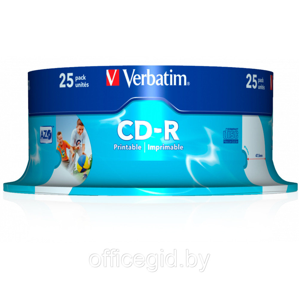 Диск Verbatim на шпинделе, CD-R, 700 Мб, круглый бокс, 25 шт - фото 2 - id-p188886591