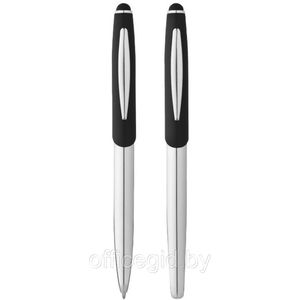 Набор "Geneva": ручка шариковая автоматическая и роллер, серебристый, черный - фото 2 - id-p188888407