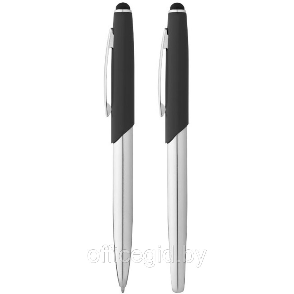 Набор "Geneva": ручка шариковая автоматическая и роллер, серебристый, черный - фото 3 - id-p188888407