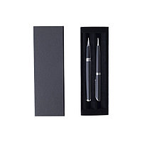 Набор ручек "Shadow": ручка шариковая автоматическая и роллер, черный, серебристый