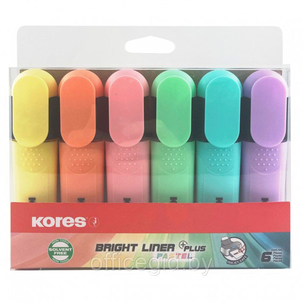 Набор маркеров текстовых "Bright Liner Pastel", 6 шт, ассорти - фото 1 - id-p188888492