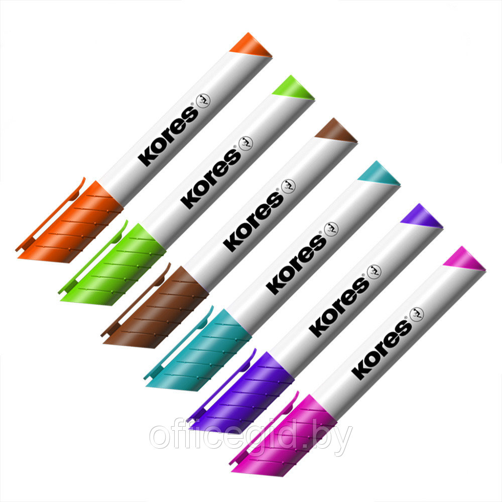 Набор маркеров для досок "Kores", 6 шт, ассорти - фото 1 - id-p188888517