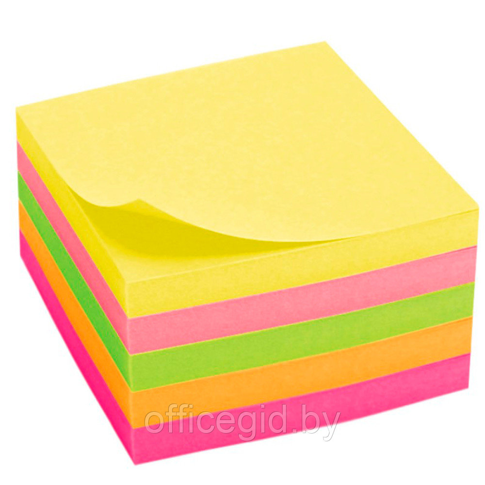 Бумага для заметок на клейкой основе "Sticky Notes", 76x76 мм, 400 листов, неоновый ассорти - фото 2 - id-p188891309